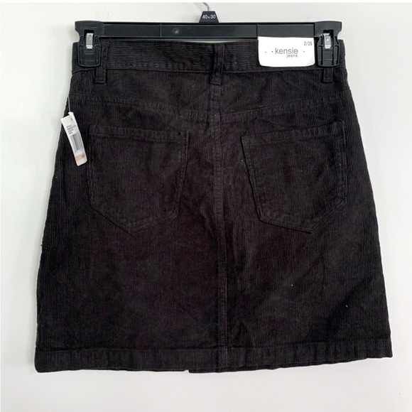 NWT $68 Kensie Jeans Women's Black Corduroy Skirt with Button Front Size 6/28 - Picture 2 of 6